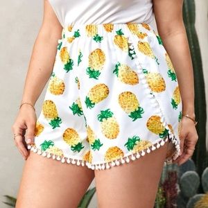 Shein Curve Pineapple Pom Pom Shorts